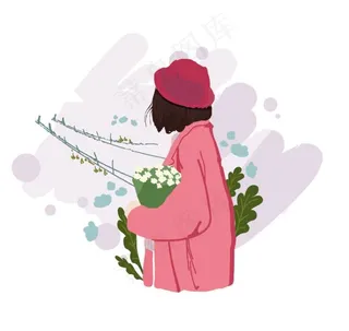 捧花守候的少女图片