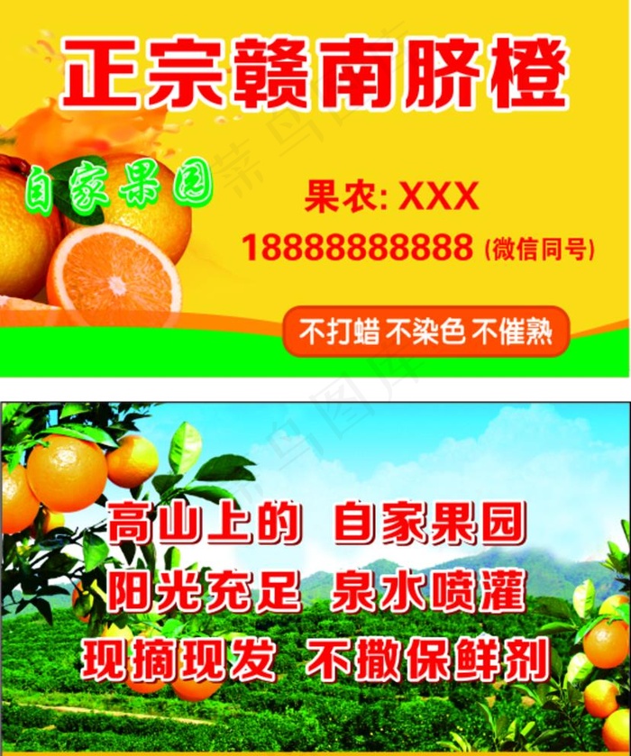 赣南脐橙名片图片cdr矢量模版下载