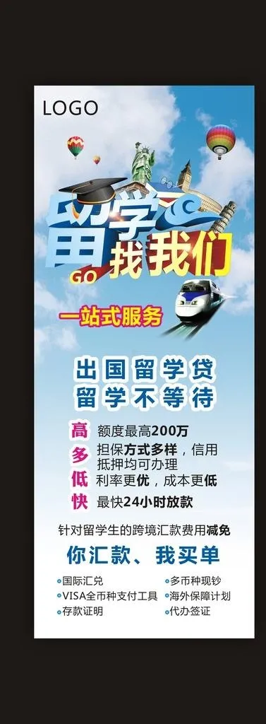 留学贷款易拉宝图片(800X2000)cdr矢量模版下载