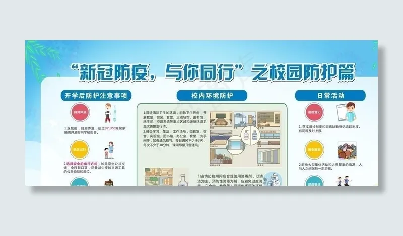 校园防疫展板图片cdr矢量模版下载