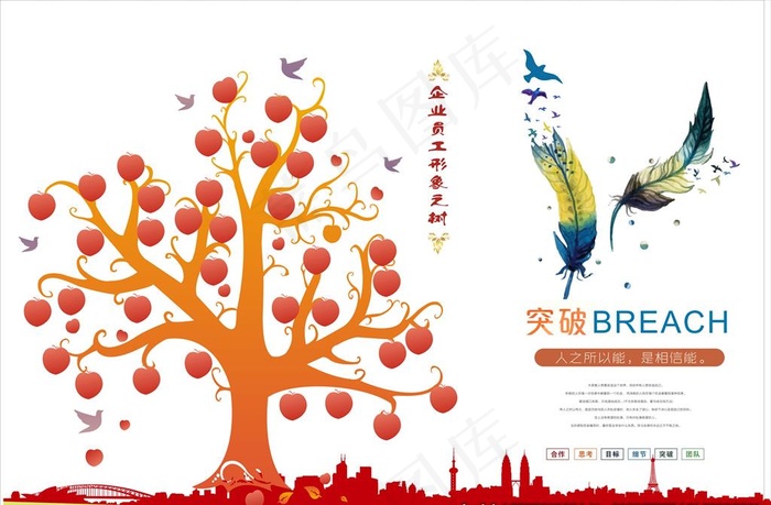 企业文化墙图片cdr矢量模版下载