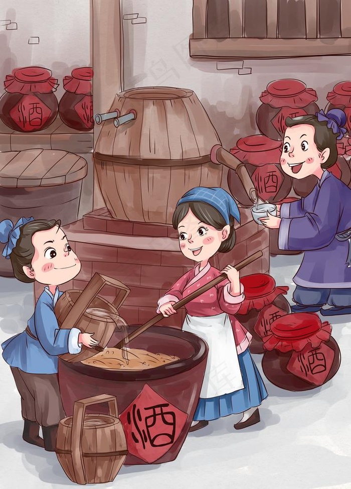 酿酒图图片