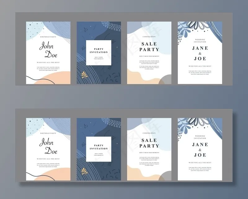 ins马卡龙蓝色海报水牌邀请函图片