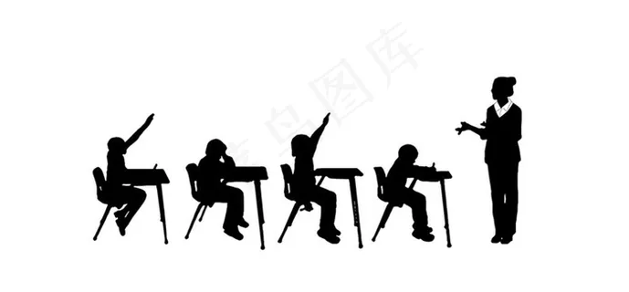 教室学生剪影图片