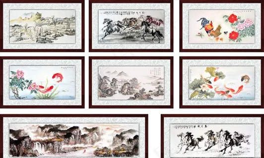 仿红木中国字画图片