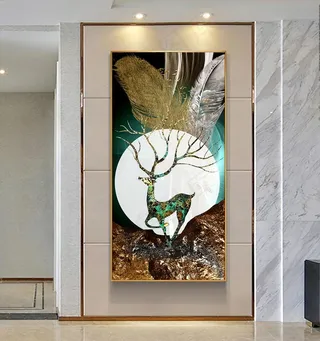 麋鹿羽毛装饰画图片