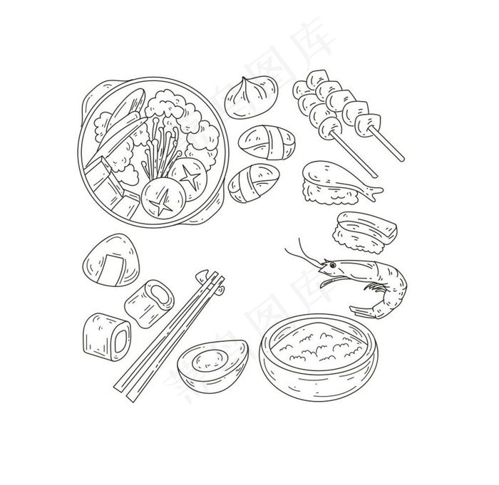 美食线条图片cdr矢量模版下载