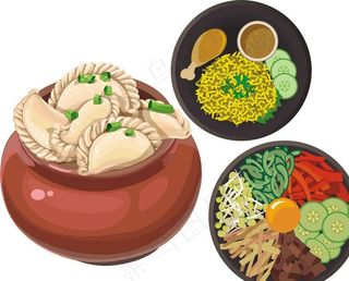 手绘饺子 韩国料理图片