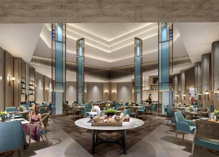 酒店豪华餐厅效果图图片