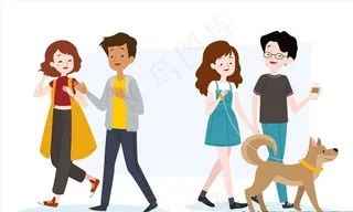 散步交谈情侣图片