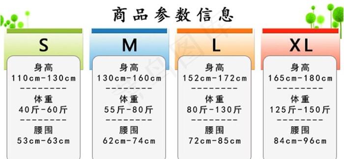 蕊芽尺码表图片psd模版下载