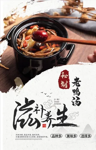 滋补养生老鸭汤美食海报图片