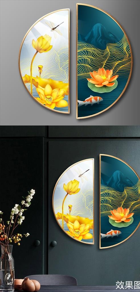 金荷新中式圆形装饰画图片(4724X4724(DPI:100))psd模版下载