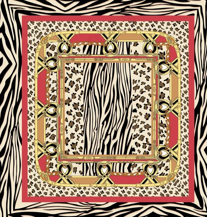 方巾 大牌 豹纹 链条图片