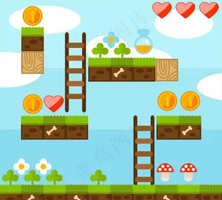 创意数码游戏场景矢量素材图片