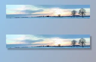 夕阳下雪地风景画图片