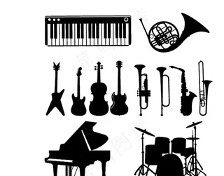 各种乐器剪影矢量图图片