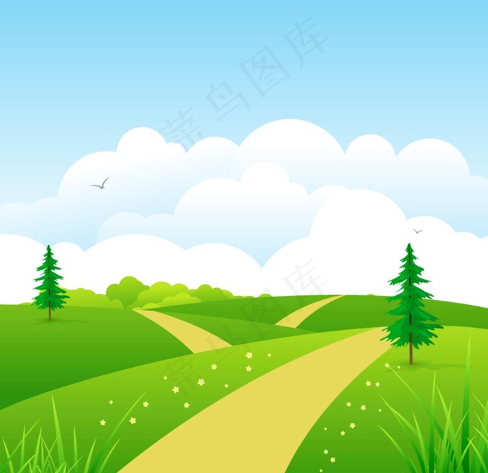 蓝天草地郊外图片