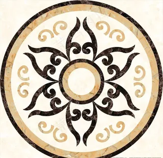 餐厅3D地板水刀拼花图案图片