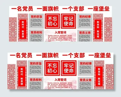 党建文化墙 不忘初心 红色图片