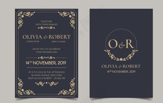 复古欧式花纹邀请函模板图片