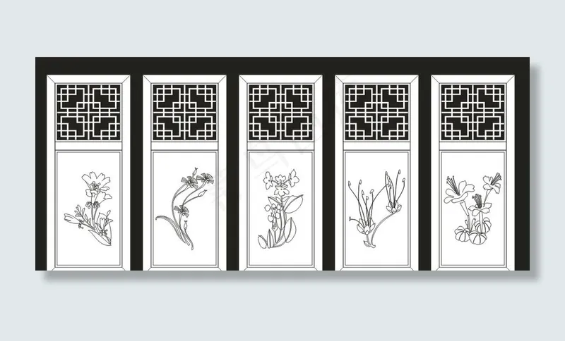 中式雕花门图片cdr矢量模版下载