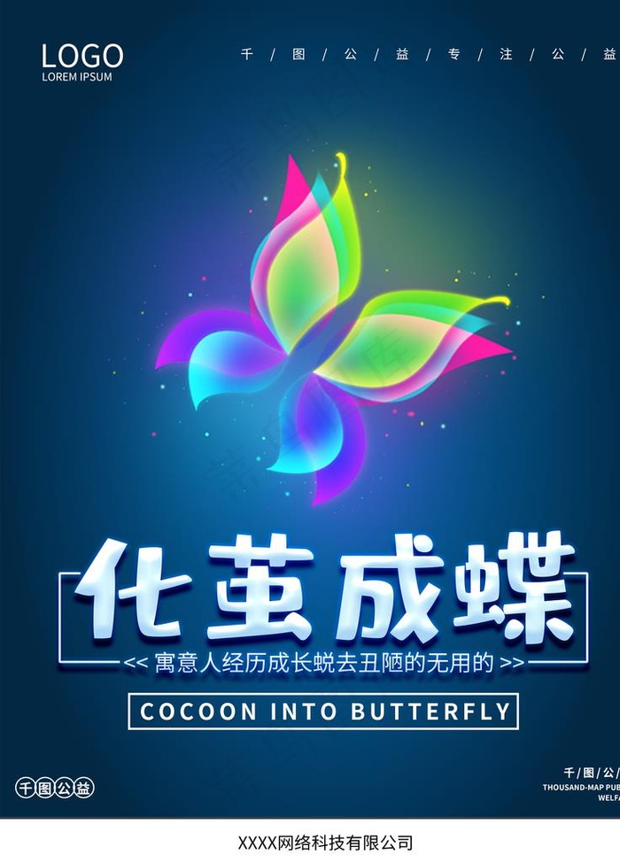 创意化茧成蝶激励海报图片(3543X4724(DPI:150))psd模版下载