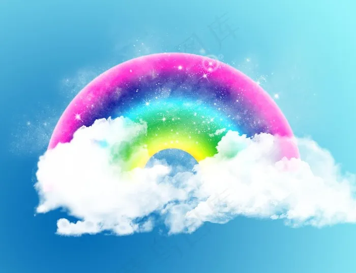 彩虹云朵图片psd模版下载