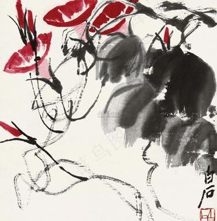 喇叭花水墨画图片