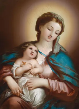 圣母抱耶稣图片