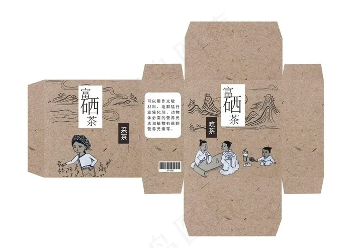 茶叶盒包装展开图图片cdr矢量模版下载