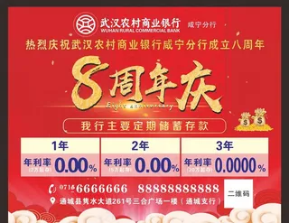 武汉农村商业银行红色海报图片
