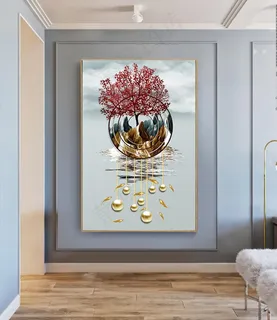 创意晶瓷轻奢风景发财树装饰画图片