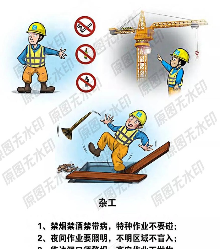 安全生产各类操作员卡通一杂工图片psd模版下载