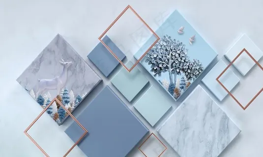 北欧几何电视背景墙图片