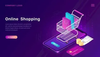 电子商务网购消费插画设计图片