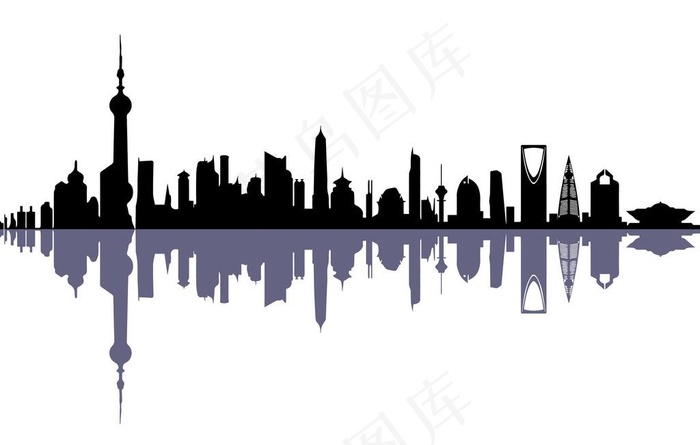 上海城市黑色剪影图片