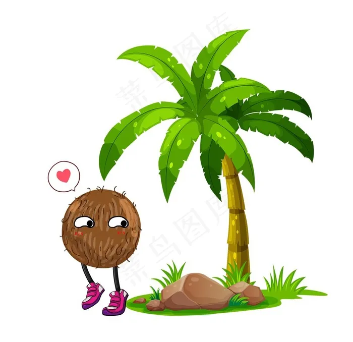 卡通椰子 卡通椰子树图片psd模版下载