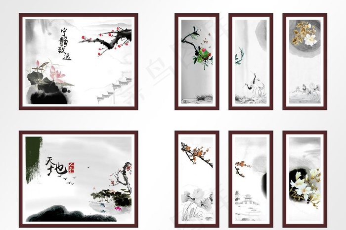 古风餐厅挂画图片cdr矢量模版下载