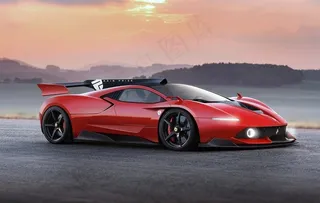 红色跑车汽车图片