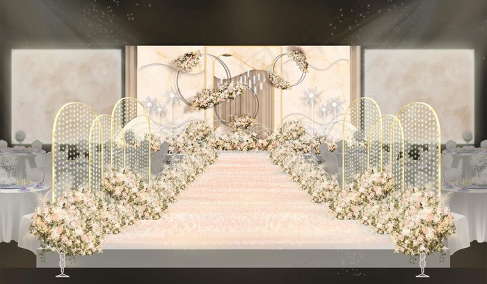 香槟色花瓣婚礼效果图图片