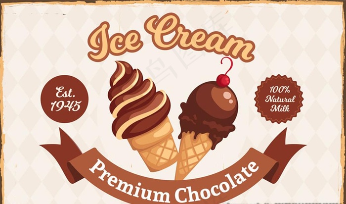 复古巧克力冰淇淋的背景图片