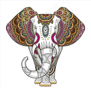 手绘民族风动物花纹矢量图下载图片