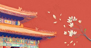 中国风建筑插画图片