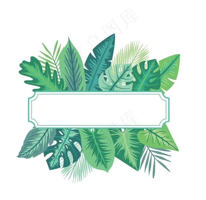 夏天美丽树叶边框图片ai矢量模版下载