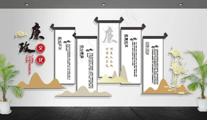 廉政文化墙图片cdr矢量模版下载