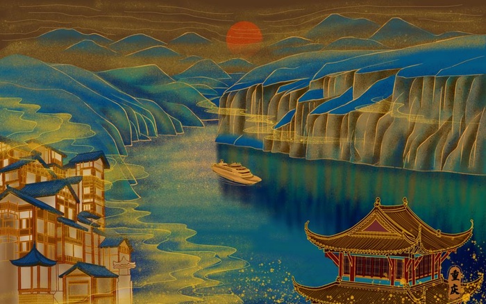 重庆风景插画图片