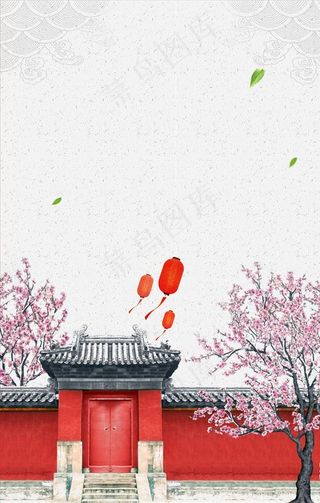 中国风水彩中秋国庆图片