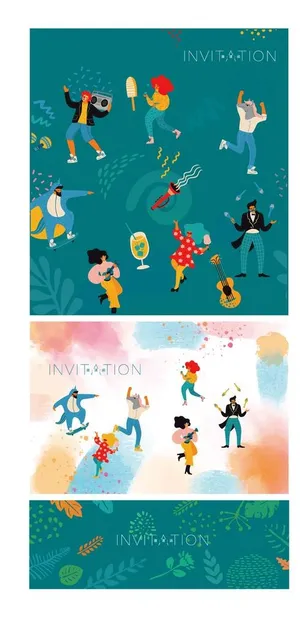 吃喝玩乐 活动人物 插画文创图片