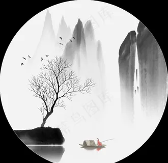 新中式圆形装饰画图片